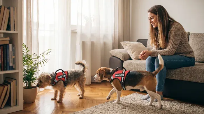 Two dogs at home